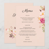 Roze Blush Bloeiend Bloemenmenu - Roze Uitnodiging (Voorkant / Achterkant)