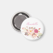 Roze Blush Bloeiende Bloem - Wit Magneet (Voorkant / Achterkant)