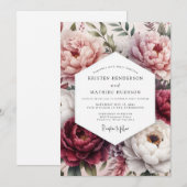 Roze Blush Bloeiende Bloemen Bruiloft Kaart (Voorkant / Achterkant)