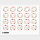 Roze Blush Bloeiende Bloemen Monogram - Wit Vierkante Sticker (Vel)