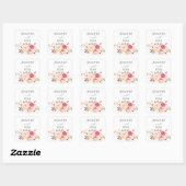 Roze Blush Bloeiende Bloemen Naam - Wit Vierkante Sticker (Vel)
