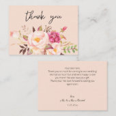 Roze Blush Bloeiende Bloemen - Roze Klein Dank u Notitiekaartje (Voorkant / Achterkant)