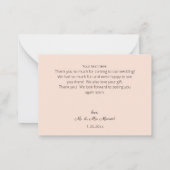 Roze Blush Bloeiende Bloemen - Roze Klein Dank u Notitiekaartje (Achterkant)