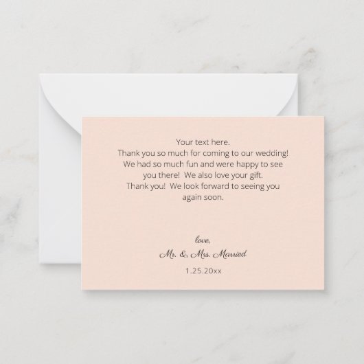 Roze Blush Bloeiende Bloemen - Roze Klein Dank u Notitiekaartje (Achterkant)