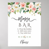 Roze Blush Bloem Bruidsfeest Mimosa Bar Bord Poster (Voorkant)