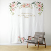 Roze Blush Bloem Bruiloftsshower Fotorekwisiet Wandkleed (In situ)