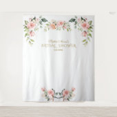 Roze Blush Bloem Bruiloftsshower Fotorekwisiet Wandkleed (Voorkant)