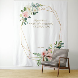 Roze Blush Bloem Goud Achttien Fotohokje Prop Wandkleed