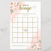 Roze Blush Bloem Goud  Bruidsdouche Bingo Flyer (Voorkant)