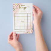 Roze Blush Bloem Goud  Bruidsdouche Bingo Flyer (Hand)