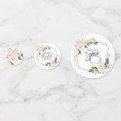 Roze Blush Bloem Goud Geometrisch Bruidsdiner Confetti (Achterkanten)