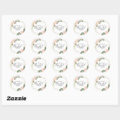 Roze Blush Bloem Goud Geometrisch Bruidsdiner Ronde Sticker (Vel)
