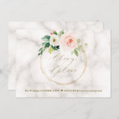 Roze Blush Bloem Goud Huwelijk Plannen Gewijzigd Save The Date (Voorkant / Achterkant)