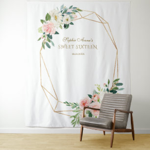Roze Blush Bloem Goud Zoete 16 Fotohokje Prop Wandkleed