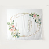 Roze Blush Bloem Gouden Achttien Foto Booth Requis Wandkleed (Voorkant (horizontaal))