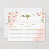 Roze Blush Bloem Gouden Bruiloftsreceptie Recept (Voorkant)