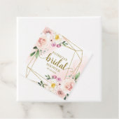 Roze Blush Bloem Gouden Geometrische Bruidsdouche Bedankjes Labels (In situ)