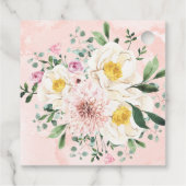 Roze Blush Bloem Gouden Geometrische Bruidsdouche Bedankjes Labels (Achterkant)