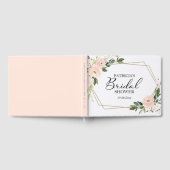 Roze Blush Bloem Gouden Geometrische Bruidsdouche Gastenboek (Volledig)