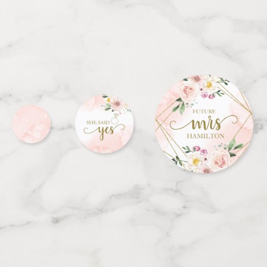 Roze Blush Bloem Gouden Geometrische Bruiloft Confetti (Achterkanten)