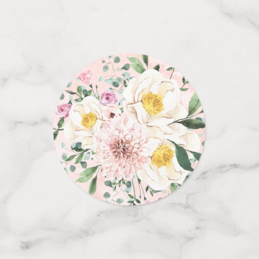 Roze Blush Bloem Gouden Geometrische Bruiloft Confetti (Kleine voorkant)