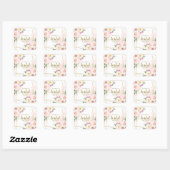 Roze Blush Bloem Gouden Geometrische Bruiloft Vierkante Sticker (Vel)