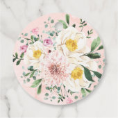 Roze Blush Bloem Gouden Geometrische Bruiloftsborr Bedankjes Labels (Achterkant)