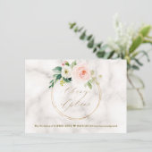 Roze Blush Bloem Gouden Trouw Verandering Van Plan Save The Date (Staand voorkant)