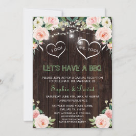 Roze Blush Bloem Lichtjes Oude Houten I DO BBQ Kaart