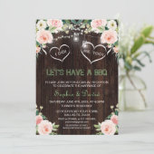 Roze Blush Bloem Lichtjes Oude Houten I DO BBQ Kaart (Staand voorkant)