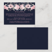 Roze Blush Bloem - Navy | Informatiekaartje (Voorkant / Achterkant)