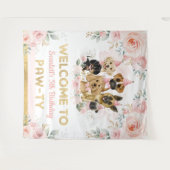 Roze Blush Bloem Puppies Baby Meisje Welkom Wandkleed (Voorkant (horizontaal))