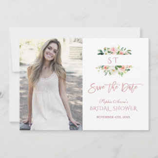 Roze Blush Bloem Roze Goud Foto Bruiloft Feest Save The Date