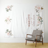 Roze Blush Bloem Roze Gouden Bruiloft Feest Prop Wandkleed (In Situ (horizontaal))