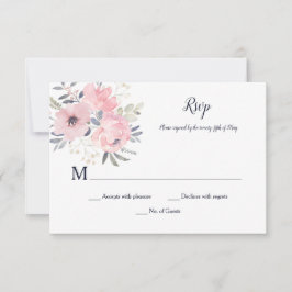 Roze Blush Bloem - Wit - Trouwen | RSVP Kaartje