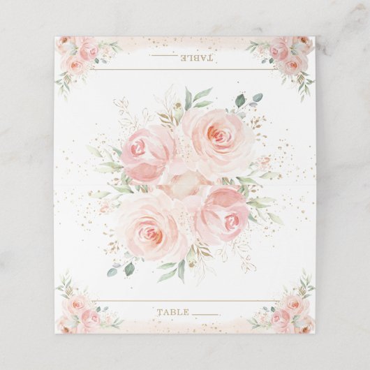 Roze Blush Bloemachtige Bruids Baby Shower Verjaar Plaatskaartje (Buitenkant ongevouwen)