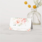 Roze Blush Bloemachtige Bruids Baby Shower Verjaar Plaatskaartje (Achterkant)