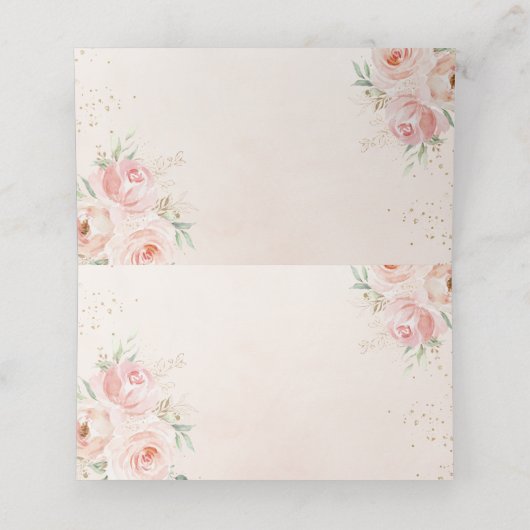 Roze Blush Bloemachtige Bruids Baby Shower Verjaar Plaatskaartje (Binnenkant ongevouwen)