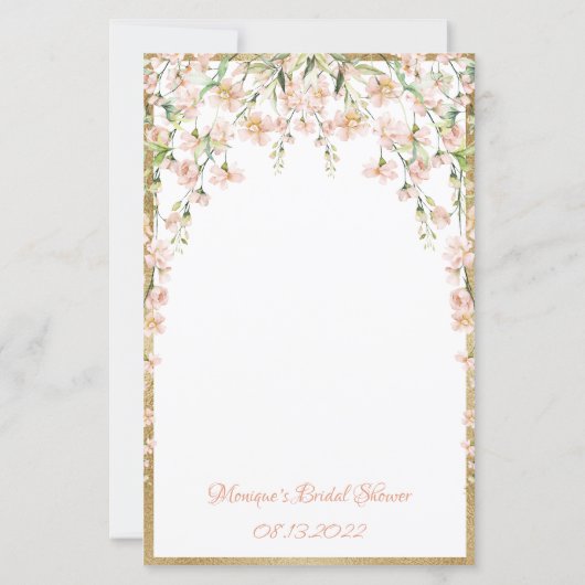 Roze Blush Bloemachtige Bruiloftswensen Spel (Achterkant)