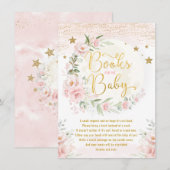 Roze Blush Bloemachtige Maan & Sterren Boeken voor Informatiekaartje (Voorkant / Achterkant)