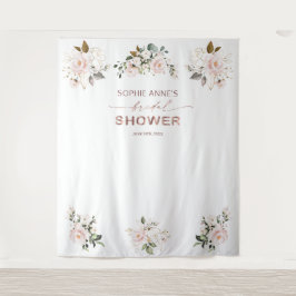Roze Blush Bloemachtige Roze Gouden Bruiloftsdouch Wandkleed
