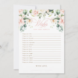 Roze Blush Bloemachtige Wensen voor Baby Kaart
