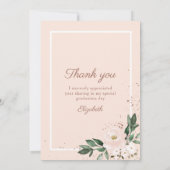 Roze Blush Bloemen Afstuderen Foto Dank u Bedankkaart (Achterkant)