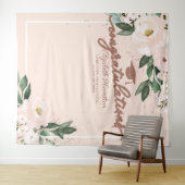 Roze Blush Bloemen Afstuderen Party Foto Achtergro Wandkleed (In Situ (horizontaal))