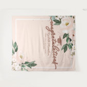 Roze Blush Bloemen Afstuderen Party Foto Achtergro Wandkleed (Voorkant (horizontaal))