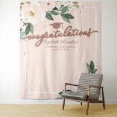 Roze Blush Bloemen Afstuderen Party Foto Achtergro Wandkleed (In situ)