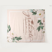 Roze Blush Bloemen Afstuderen Party Foto Achtergro Wandkleed (Voorkant (horizontaal))