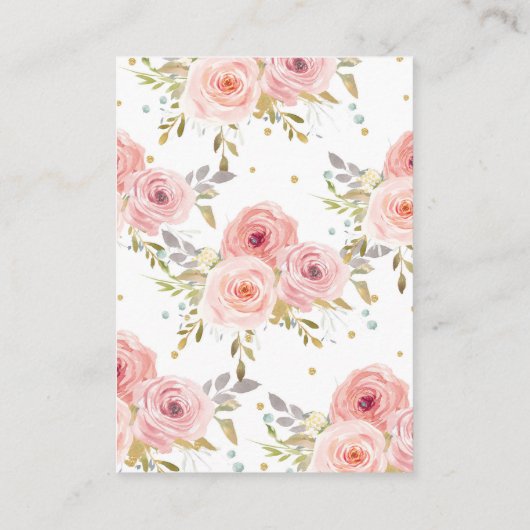 Roze Blush Bloemen Baby Meisje Douche Breng een Bo Informatiekaartje (Achterkant)