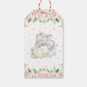Roze Blush Bloemen Baby Olifant Dank u Favor Cadeaulabel (Achterkant)