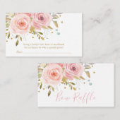 Roze Blush Bloemen Baby shower Bow Raffle Hoofdban Informatiekaartje (Voorkant / Achterkant)
